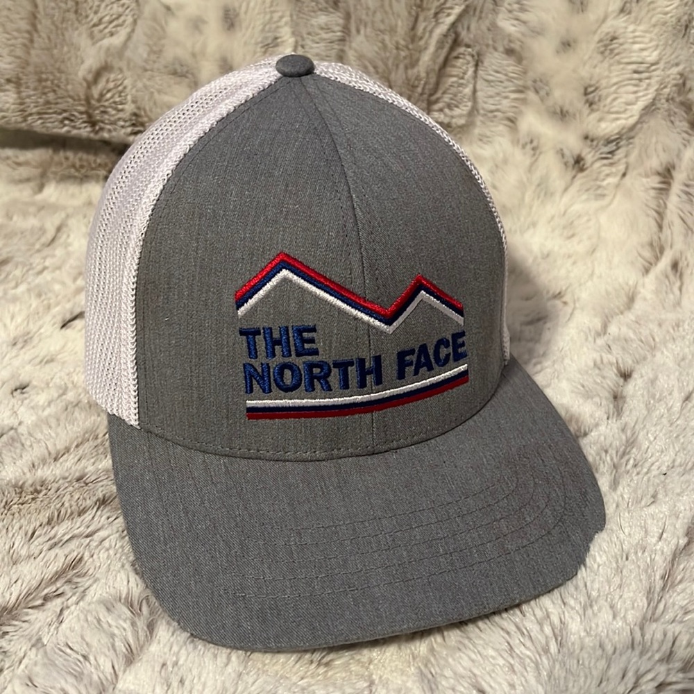 The North Face Gray and White Trucker Hat